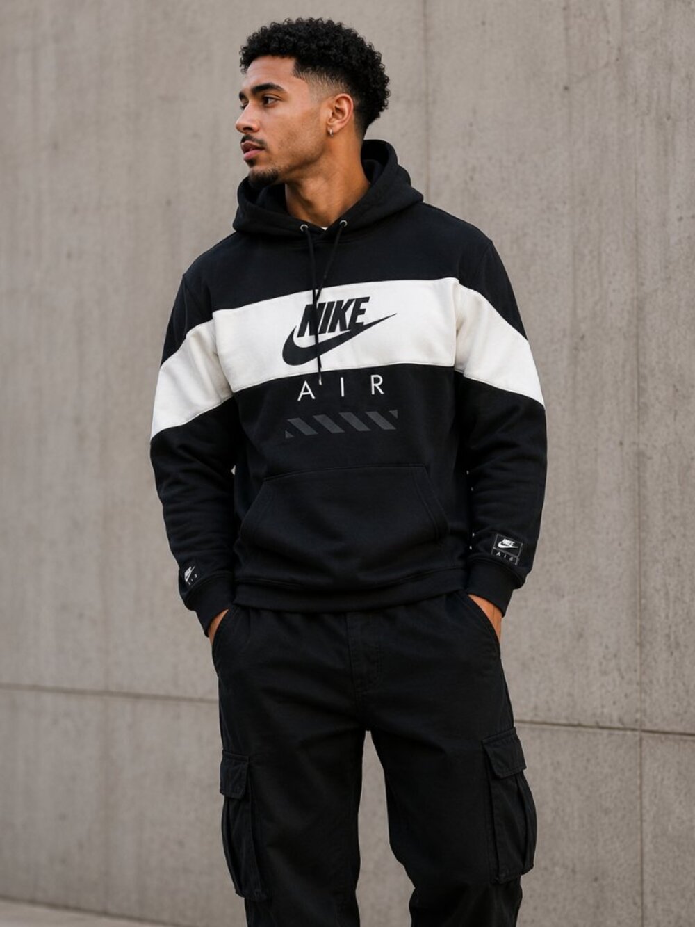 Men Nike Air Black and white Hoodie Size XL